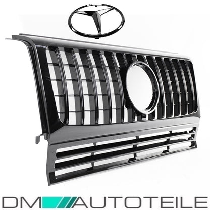 Set Sport-Kühlergrill für Panamericana GT Schwarz glanz + Stern passt für Mercedes G-Klasse W463 Bj 1990-2018