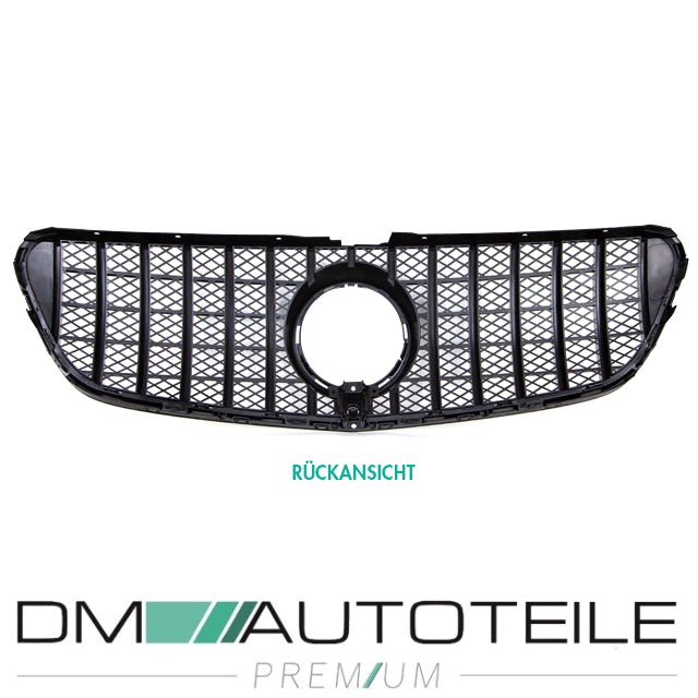 Sport-Kühlergrill für Panamericana GT Schwarz Glanz für Kamera passt für Mercedes V-Klasse W447 Bj ab 2014