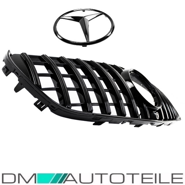 Set Sport-Kühlergrill für Panamericana GT Schwarz Glanz +Stern lackiert  für Kamera passt für Mercedes V-Klasse W447 Bj ab 2014