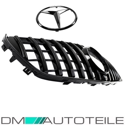 Set Sport-Kühlergrill für Panamericana GT Schwarz Glanz +Stern lackiert  für Kamera passt für Mercedes V-Klasse W447 Bj ab 2014