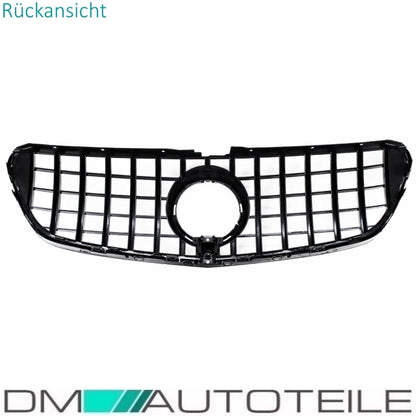 Set Sport-Kühlergrill für Panamericana GT Schwarz Glanz +Stern lackiert  für Kamera passt für Mercedes V-Klasse W447 Bj ab 2014