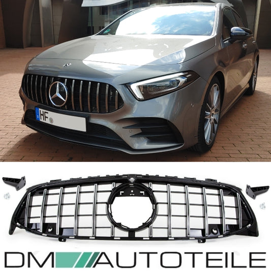 GT Sport- Panamericana Kühlergrill Schwarz Chrom passt für Mercedes CLA W118 ab 2019 für PDC + Kamera