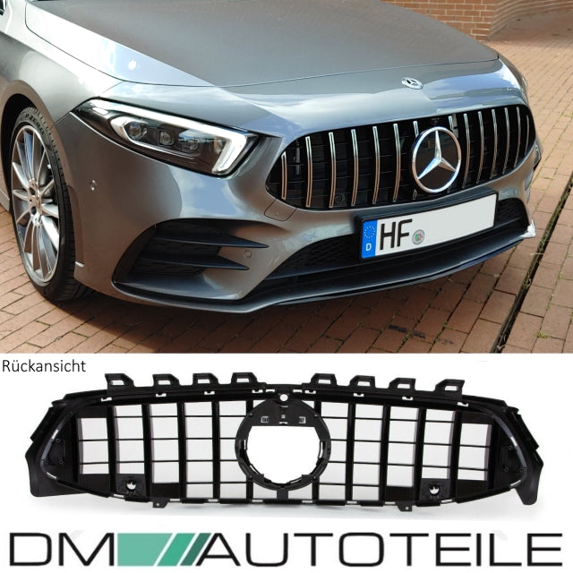 GT Sport- Panamericana Kühlergrill Schwarz Chrom passt für Mercedes CLA W118 ab 2019 für PDC + Kamera