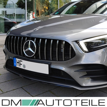 GT Sport- Panamericana Kühlergrill Schwarz Chrom passt für Mercedes CLA W118 ab 2019 für PDC + Kamera