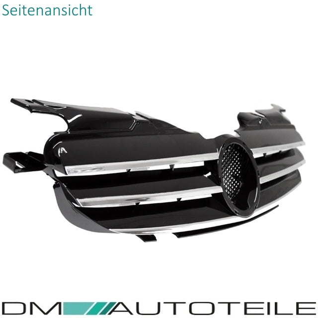 Kühlergrill hochglanz Schwarz + Chromleiste passend für Mercedes SLK R170 98-04