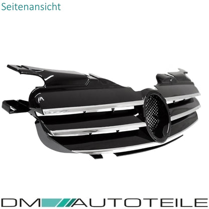Kühlergrill hochglanz Schwarz + Chromleiste passend für Mercedes SLK R170 98-04