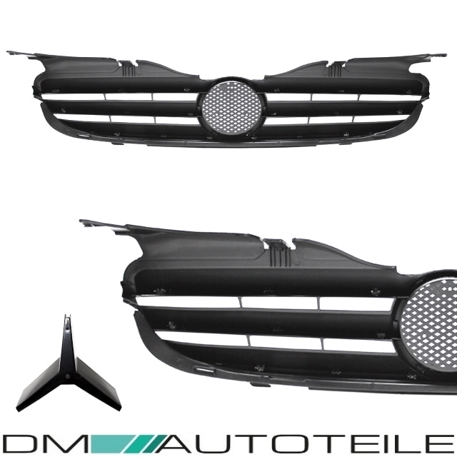 Kühlergrill hochglanz Schwarz + Chromleiste passend für Mercedes SLK R170 98-04