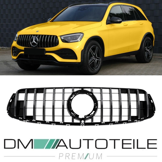 Sport Kühlergrill für Panamericana GT Schwarz Chrom passt für Mercedes GLC X253 Facelift nur AMG Line Bj ab 2019 aus ABS