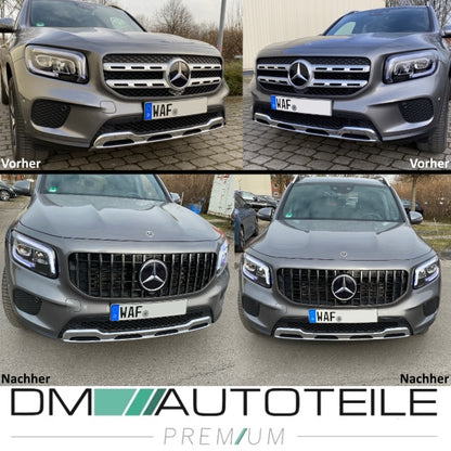 Sport-Kühlergrill für Panamericana GT Chrom Komplett passt für Mercedes GLB-Klasse X247 ab 2019 ohne AMG Line