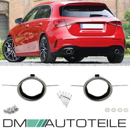 Sport Auspuffblenden SET 1-Rohr Chrom passt für Mercedes A-Klasse W177 nicht A35 AMG