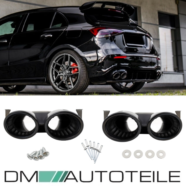 Sport Auspuffblenden SET schwarz passt für Mercedes W177 Hatchback nicht A45 AMG