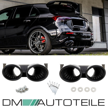Sport Auspuffblenden SET schwarz passt für Mercedes W177 Hatchback nicht A45 AMG