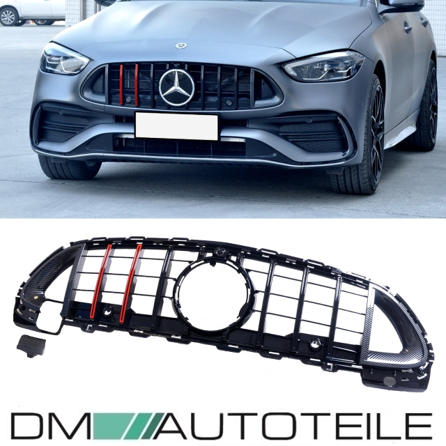Evo Kühlergrill für Panamericana GT Schwarz Rot + Carbon passt für Mercedes C-Klasse S206 W206 ab 2021
