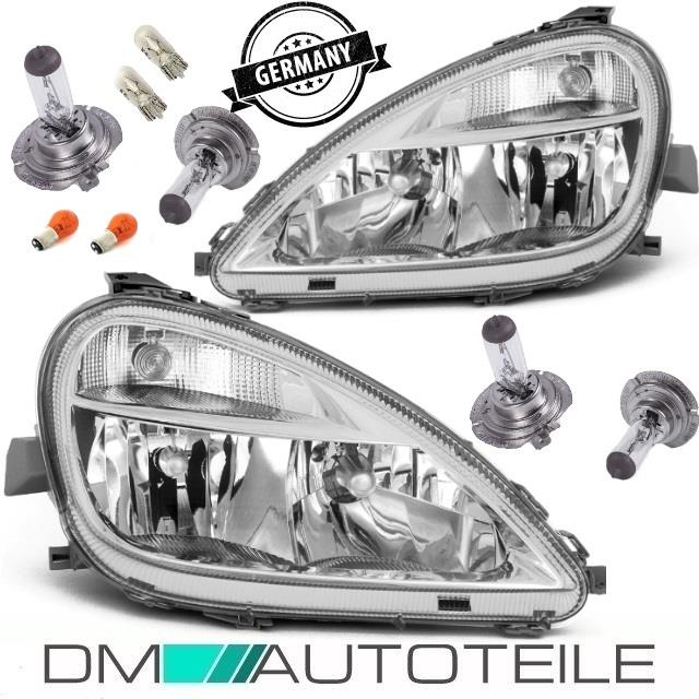 Set Mercedes W168 Scheinwerfer Rechts & Links Klarglas H7/H4 Facelift Bj 01-04 +Birnen Set