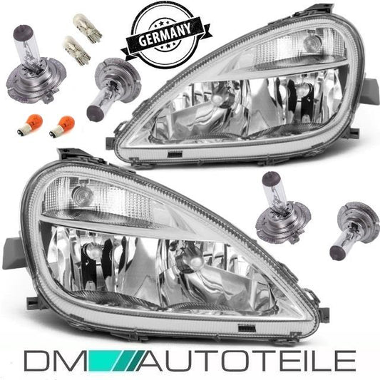 Set Mercedes W168 Scheinwerfer Rechts & Links Klarglas H7/H4 Facelift Bj 01-04 +Birnen Set