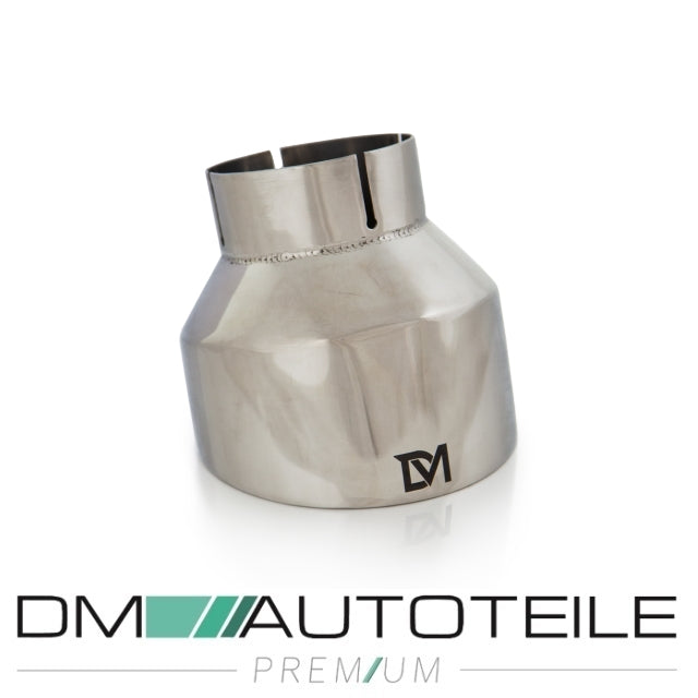 DM Exklusive Design Set Edelstahl Chrom poliert Auspuffblende Ø 114mm+ Verbinder passt für Hyundai I30 N+ABE