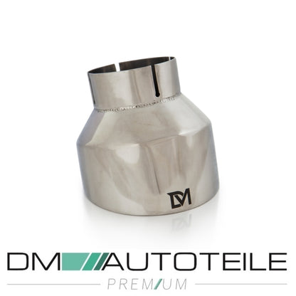 DM Exklusive Design Set Edelstahl Chrom poliert Auspuffblende Ø 114mm+ Verbinder passt für Hyundai I30 N+ABE