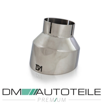DM Exklusive Design Set Edelstahl Chrom poliert Auspuffblende Ø 114mm+ Verbinder passt für Hyundai I30 N+ABE