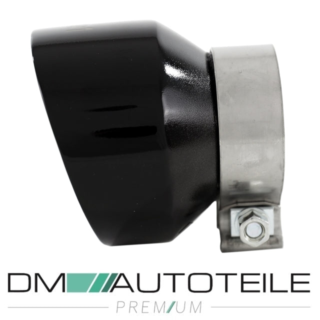 DM Exklusive Design Set Edelstahl hochglanz schwarz Auspuffblende Ø 114mm+ Verbinder passt für Hyundai I30 N+ABE