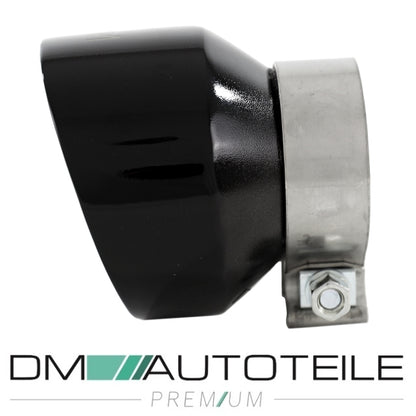 DM Exklusive Design Set Edelstahl hochglanz schwarz Auspuffblende Ø 114mm+ Verbinder passt für Hyundai I30 N+ABE