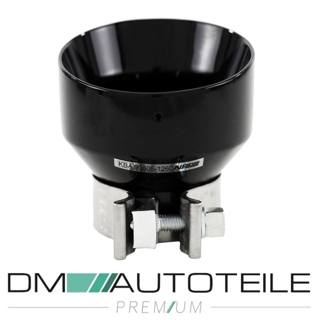 DM Exklusive Design Set Edelstahl hochglanz schwarz Auspuffblende Ø 114mm+ Verbinder passt für Hyundai I30 N+ABE