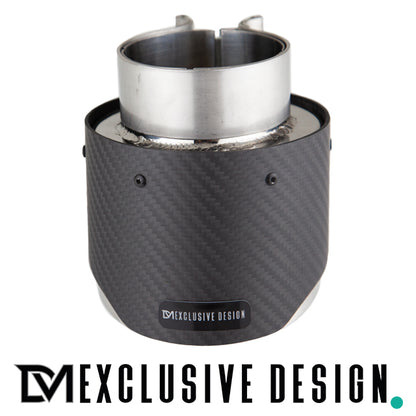DM Exklusive Design Performance Set Carbon Design Auspuffblende Ø 114mm+ Verbinder passt für Hyundai I30 N+ABE