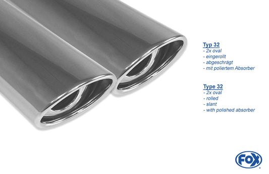 FOX BMW E60/E61 535d Endschalldämpfer - 2x88x74 Typ 33