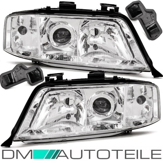 Set Audi A6 4B Scheinwerfer Rechts+Links 97-01 H7/H1 Klarglas für elektr.LWR OEM