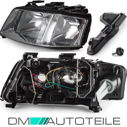Set Audi A6 4B Scheinwerfer Rechts+Links 97-01 H7/H1 Klarglas für elektr.LWR OEM