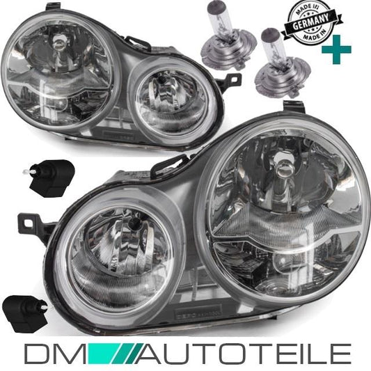 Scheinwerfer SET + 2x H7 Birne + LWR Motor passt für VW Polo 9N ab 2001-2005