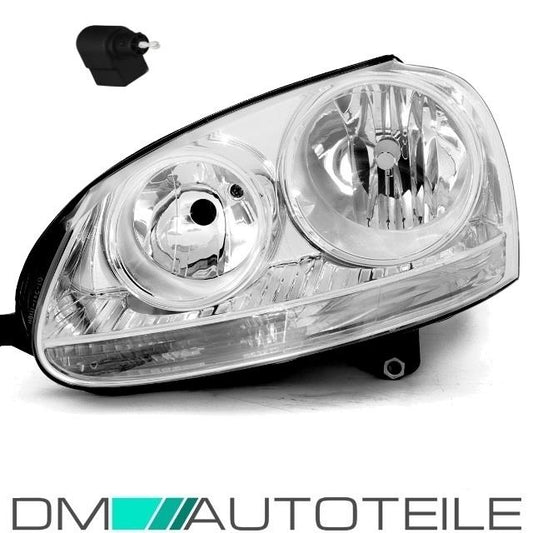 Scheinwerfer Links Chrom Halogen H7/H7 + LWR passt für VW Golf 5 Jetta 05-10