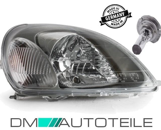 Set Toyota Yaris Scheinwerfer H4 Rechts Bj 99-02 + Stellmotor + 1x H4 Birne