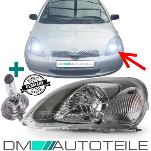 Set Toyota Yaris Scheinwerfer H4 Links Bj 99-02 + Stellmotor + 1x H4 Birne