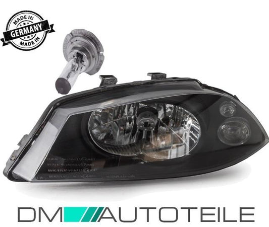Set Seat Ibiza 6L Cordoba Scheinwerfer rechts schwarz Bj 02-08 für LWR H4 +1x H4 Birne