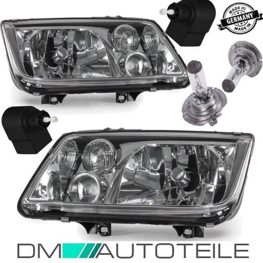 Scheinwerfer SET H4/H3 Klarglas + 2x H4 Birnen passt für VW Bora ab 1998-2005