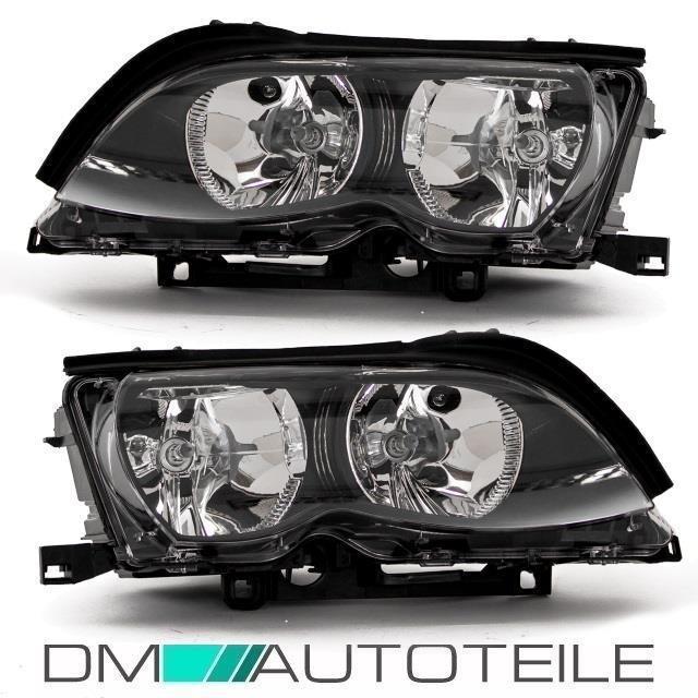 Scheinwerfer Schwarz Blinker SET+BIRNEN KOMPLETT passt für BMW E46 FACELIFT 01>