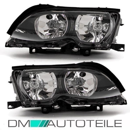 Scheinwerfer Schwarz Blinker SET+BIRNEN KOMPLETT passt für BMW E46 FACELIFT 01>