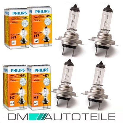 Klarglas Scheinwerfer SET Schwarz DE-Linse 4x Philips Vision passt für VW Golf 5