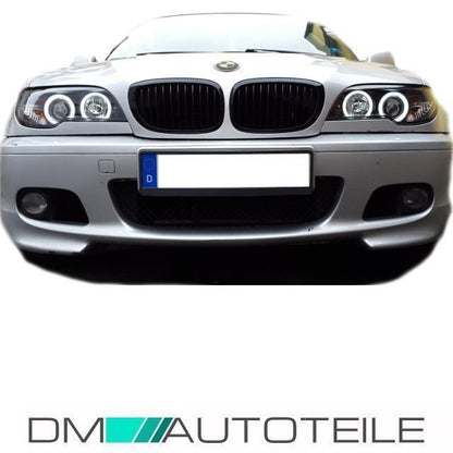 CCFL Angel Eyes Scheinwerfer Schwarz H7/H7 Bj 01-05+4x H7 Osram Birnen passt für Set BMW E46 Limousine Touring