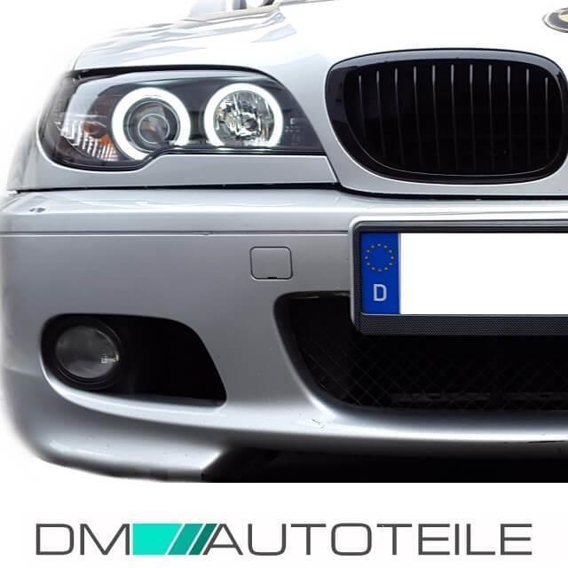 Set Limousine Touring CCFL Angel Eyes Scheinwerfer Schwarz H7/H7 passend für BMW E46 Bj 01-05+ 4x H7 Osram Birnen
