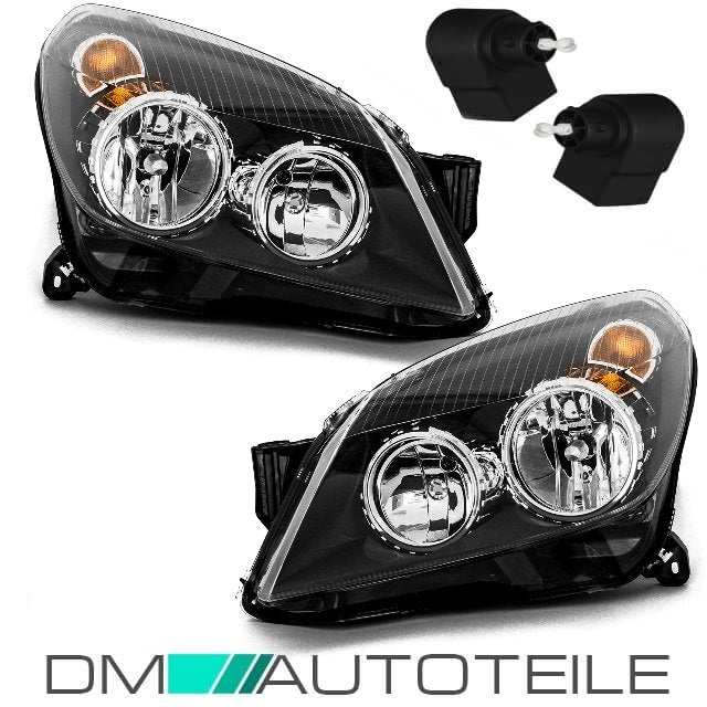 Set Opel Astra H Scheinwerfer RE+LI Schwarz Bj 04-10 H7/H1+ Stellmotoren +4x H7 Philips Birnen