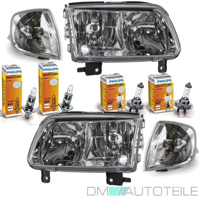 Scheinwerfer + Frontblinker SET Klarglas + PHILIPS BIRNEN passt für VW Polo 6N2
