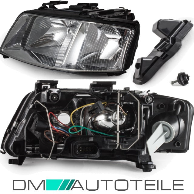 Set Audi A6 4B Scheinwerfer 97-00 H7/H1 Klarglas für LWR+ Satz 4x Philips Birnen