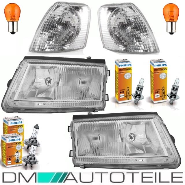 Scheinwerfer SET H7/H1 ohne NSW + Blinker + 6tlg.Birnen passt für VW Passat 3B ab 96-00