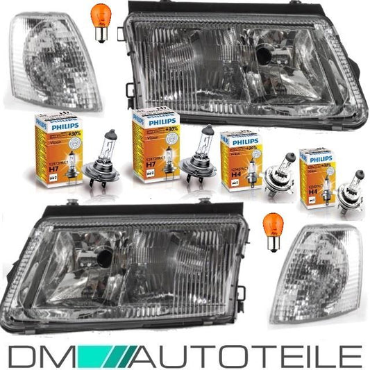 Scheinwerfer SET H7/H4 mit NSW + Blinker + 6tlg.Birnen Set passt für VW Passat 3B ab 96-00