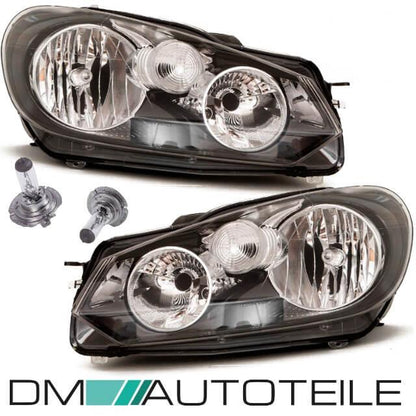 Klarglas Scheinwerfer RE+LI Schwarz H7/H15 inkl.H7 Birnen 08-13 passt für VW Golf 6