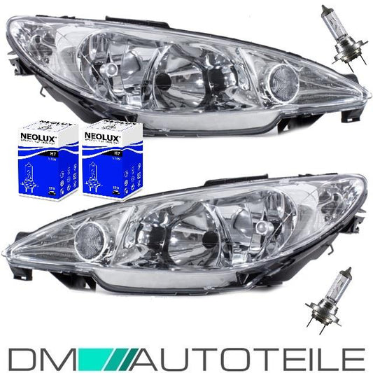 Set Peugeot 206 Klarglas Scheinwerfer Rechts & Links 98-07 + Birnen