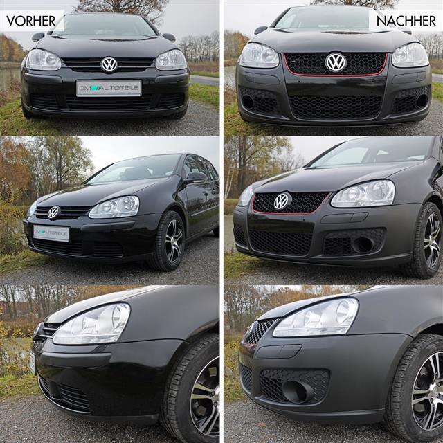 STOßSTANGE Vorne SET + GITTER + ZUBEHÖR KOMPLETT + ABE für VW Golf 5 V UMBAU GTI