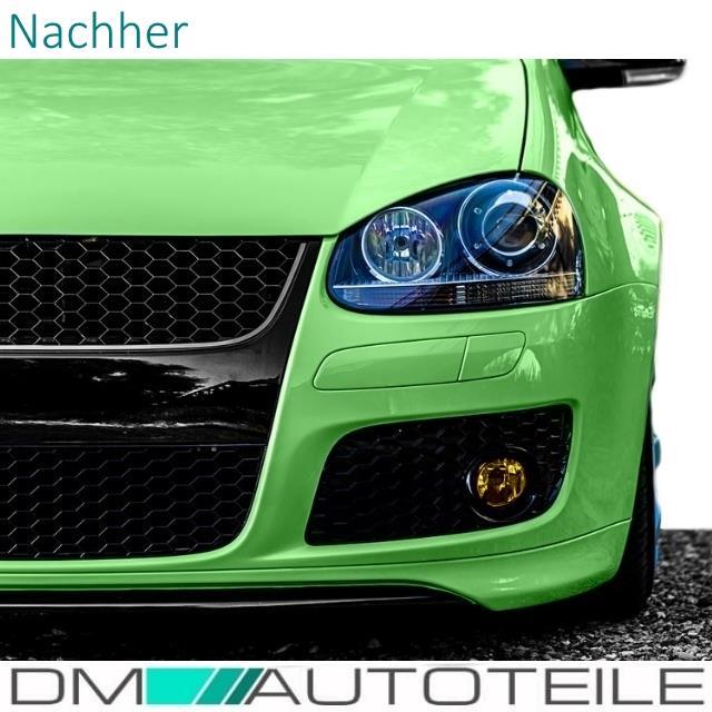Stoßstange vorne + Nebelscheinwerfer Gelb für GTI + ABE + Montageset für Golf 5