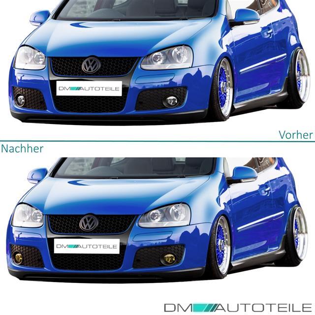 Stoßstange vorne + Nebelscheinwerfer Gelb für GTI + ABE + Montageset für Golf 5